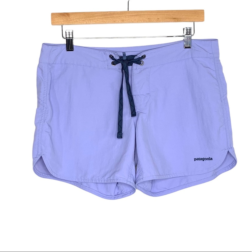 Patagonia Womens Wavefarer Board Swim Shorts Sz 6 Purple Unlined Zip Pocket